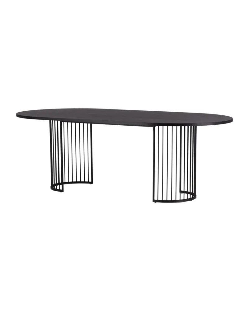 Hamneskär ovaler Esstisch 220 × 110 cm mit Gestell aus Stahlstäben, Schwarz