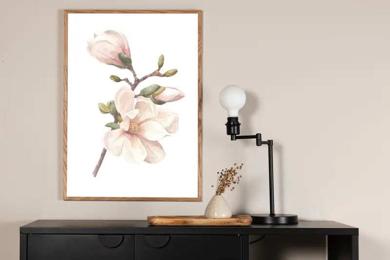 Hand made Poster mit Blütenzweig in Aquarell in 30 × 21 cm, im Wohnraum, Ansicht 2