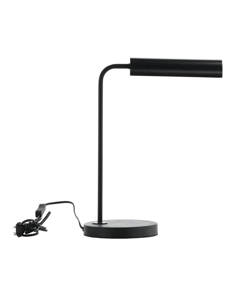 Harmonica Tischlampe aus schwarzem Stahl mit gebogenem Arm