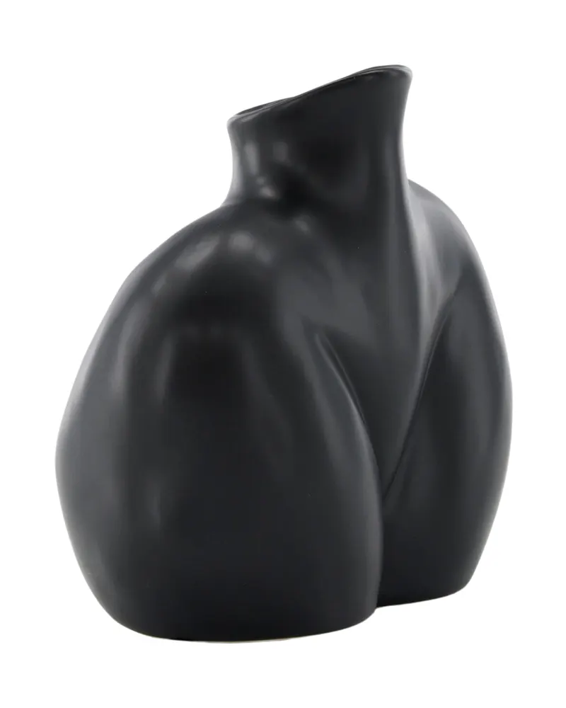 Harvey Vase in weiblicher Körperform aus Steinzeug in Schwarz, Ansicht 3