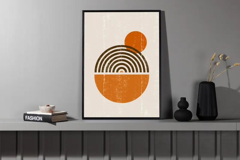 Hathor Poster mit Bögen und Halbkreisen in 40 × 30 cm, im Wohnraum, Ansicht 2