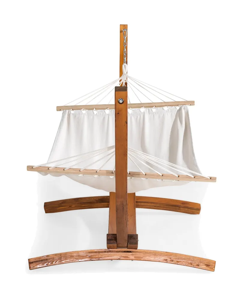 Hedvig Hängematte in Weiß, Gestell Natur, Baumwolle, Polyester