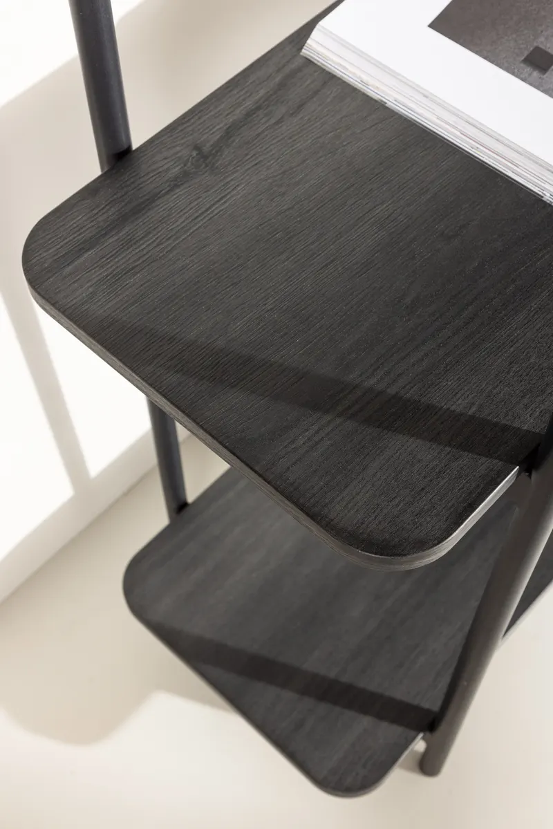 Heim Bücherregal mit Stahlgestell in 40 × 120 × 120 cm, Schwarz, im Wohnraum, Ansicht 4