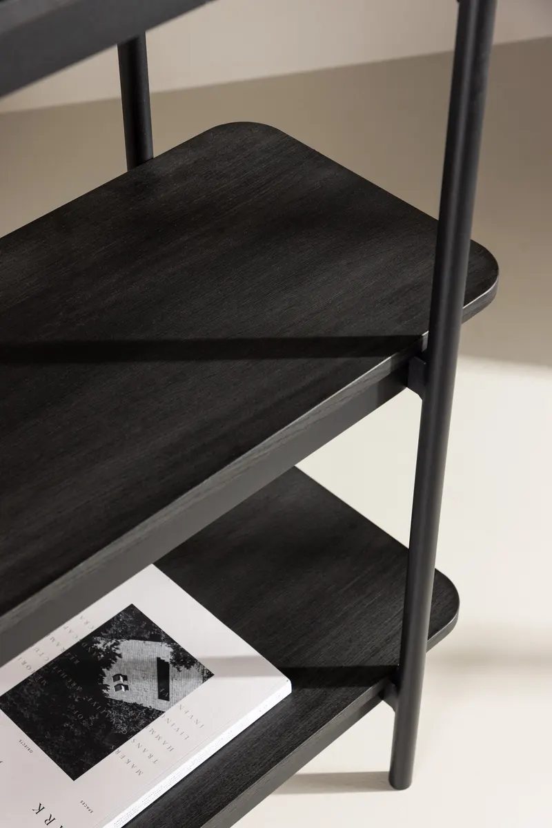 Heim Bücherregal mit Stahlgestell in 40 × 190 × 120 cm, Schwarz, im Wohnraum, Ansicht 3
