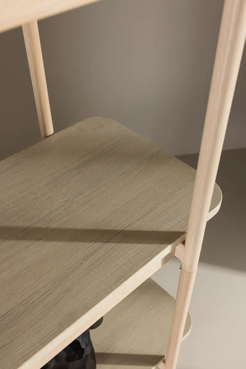 Heim Bücherregal mit Stahlgestell in 40 × 190 × 120 cm, Whitewash, im Wohnraum, Ansicht 3