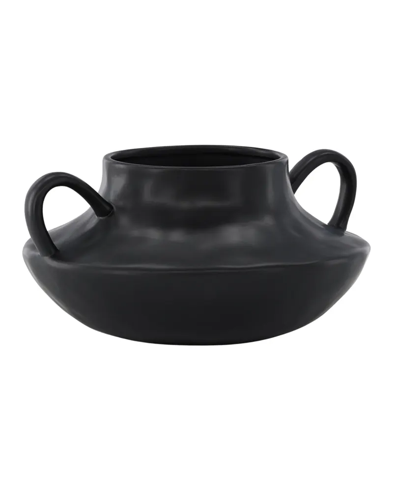 Holda flacher Blumentopf mit zwei Henkeln in Schwarz, Ansicht 2