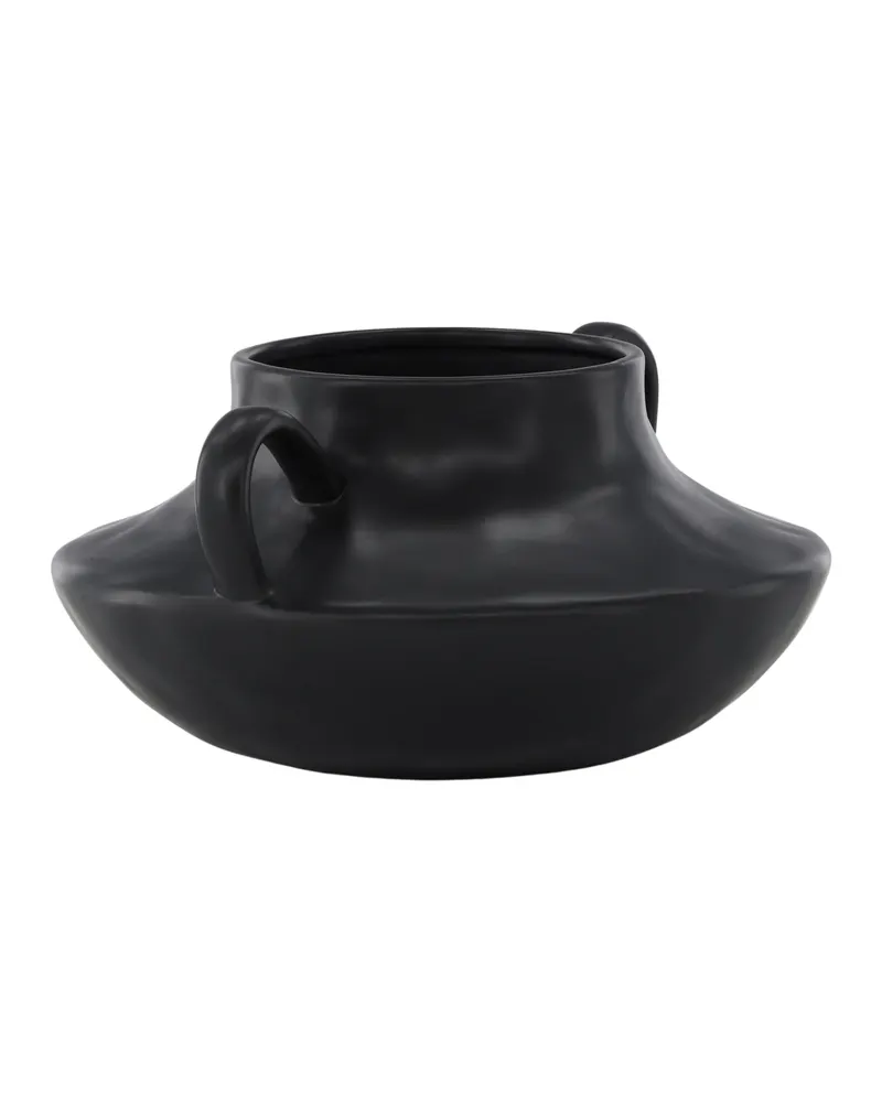 Holda flacher Blumentopf mit zwei Henkeln in Schwarz, Ansicht 3