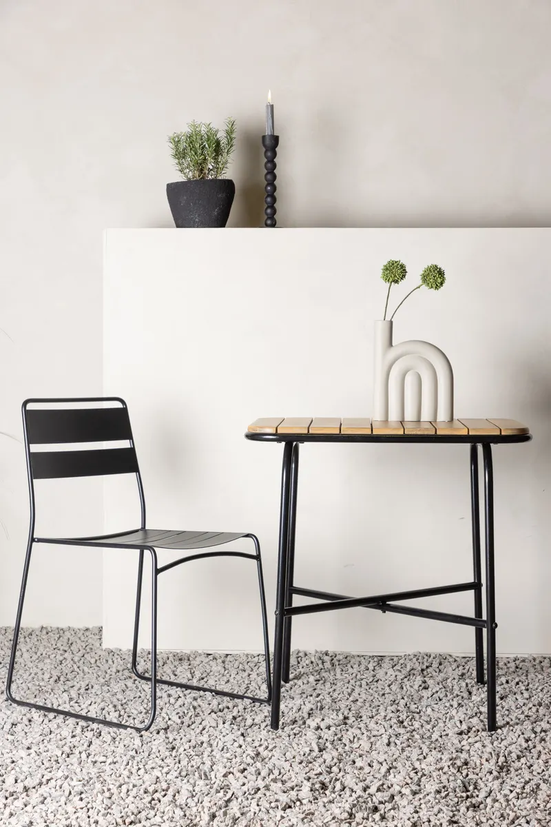 Holmbeck Balkontisch mit gerippter Akazienplatte, im Wohnraum, Ansicht 1