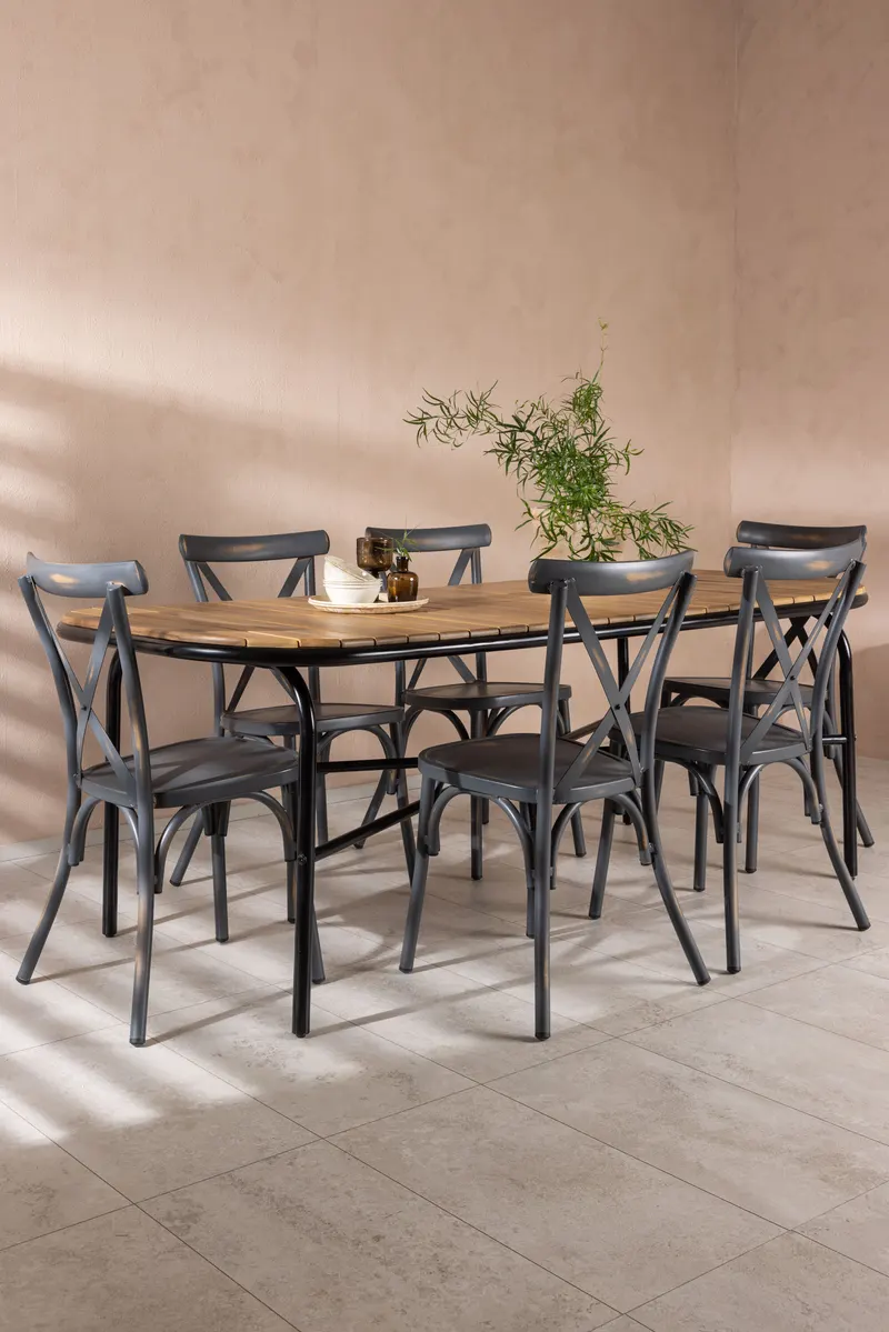 Holmbeck & Tablas Gartenmöbel-Set mit 6 Stühlen, im Wohnraum, Ansicht 1