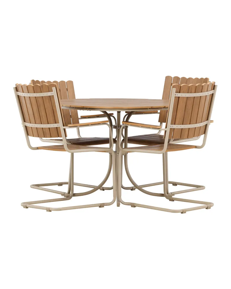 Holmsund Gartenmöbel-Set mit Kunstholz-Tisch und Kufenstühlen in Table: × 103 × 75Sofa:55 × 59 × 85 cm, Beige, Ansicht 1