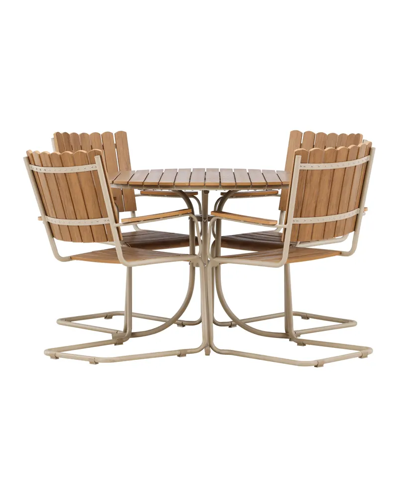 Holmsund Gartenmöbel-Set mit Kunstholz-Tisch und Kufenstühlen in Table: × 103 × 75Sofa:55 × 59 × 85 cm, Beige, Ansicht 9