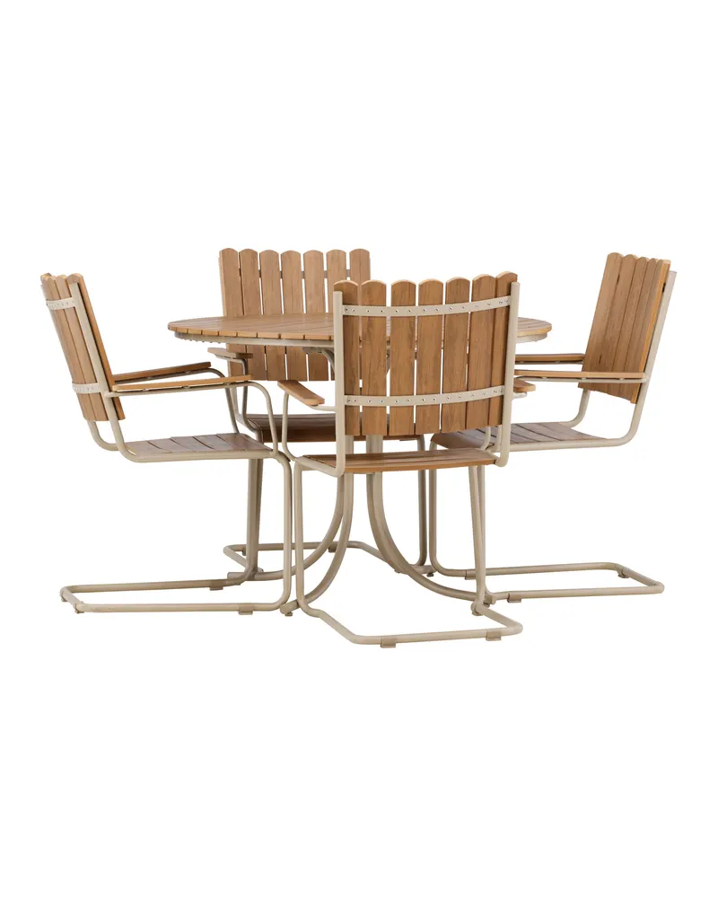 Holmsund Gartenmöbel-Set mit Kunstholz-Tisch und Kufenstühlen in Table: × 103 × 75Sofa:55 × 59 × 85 cm, Beige, Ansicht 10