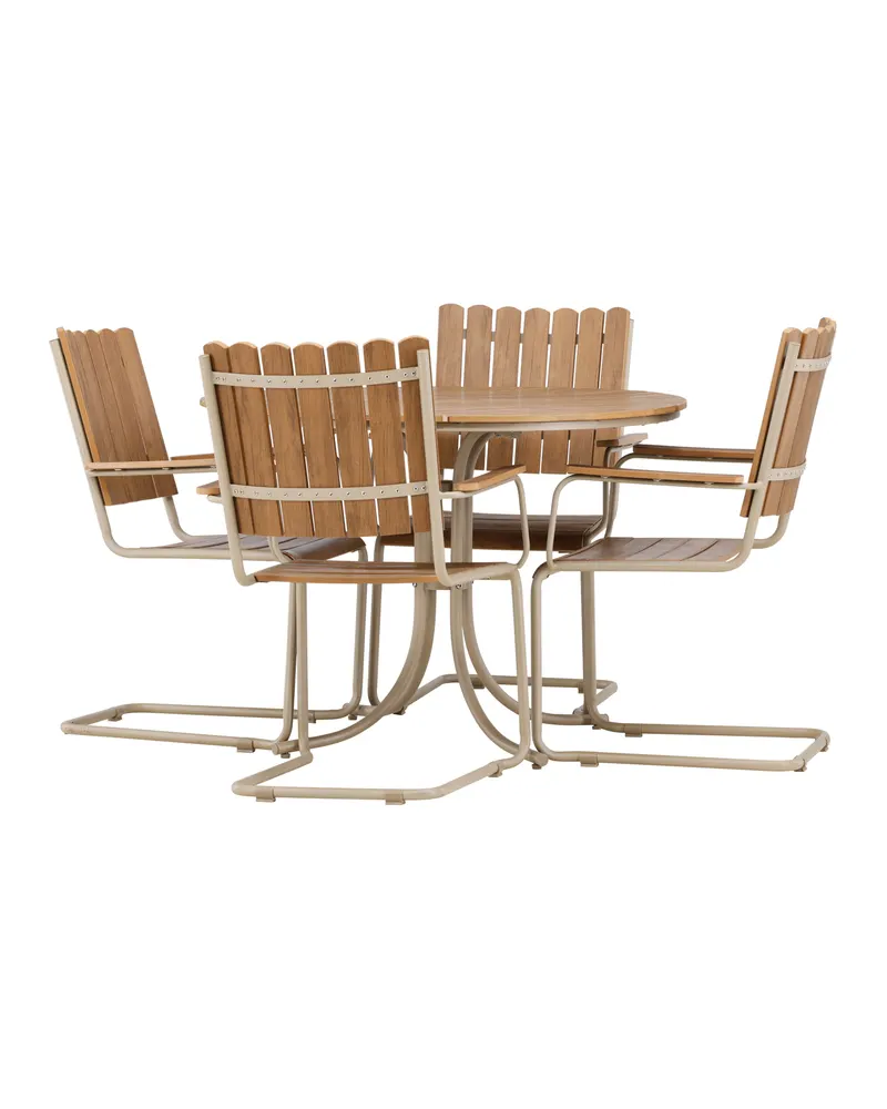 Holmsund Gartenmöbel-Set mit Kunstholz-Tisch und Kufenstühlen in Table: × 103 × 75Sofa:55 × 59 × 85 cm, Beige, Ansicht 11