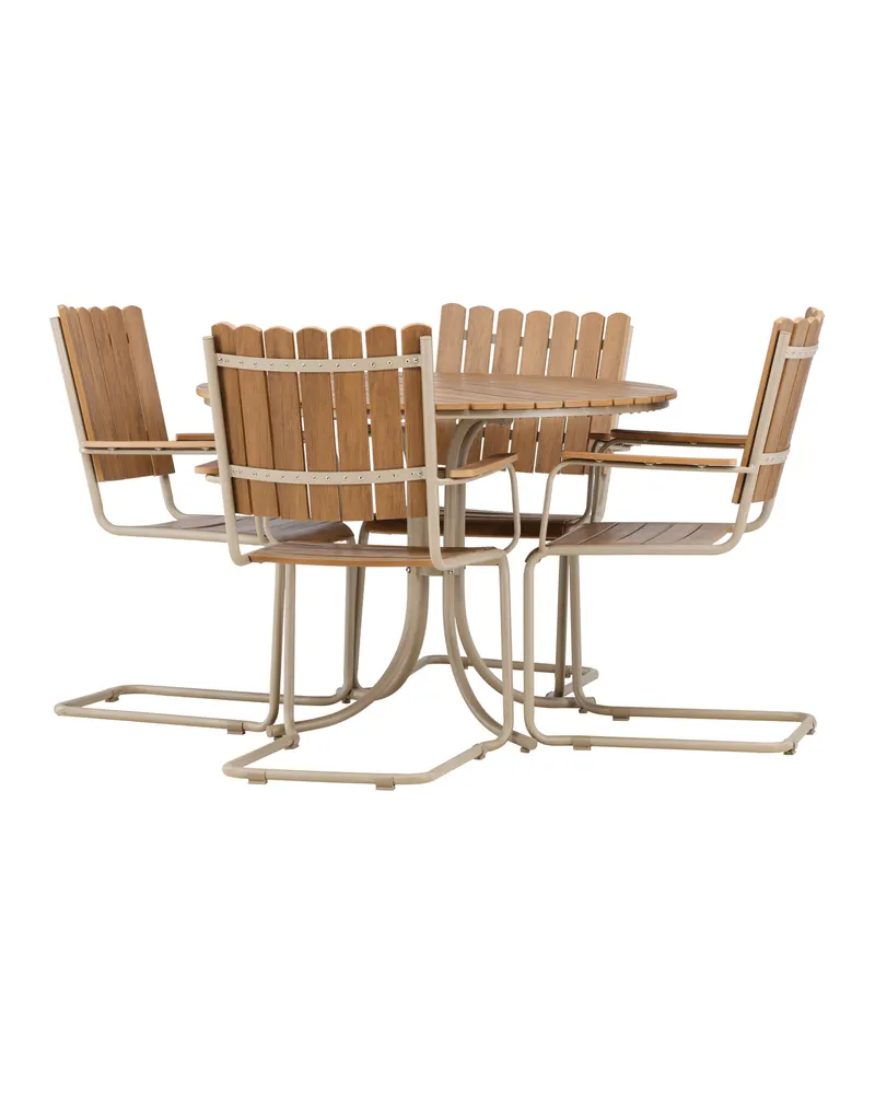 Holmsund Gartenmöbel-Set mit Kunstholz-Tisch und Kufenstühlen in Table: × 103 × 75Sofa:55 × 59 × 85 cm, Beige, Ansicht 12