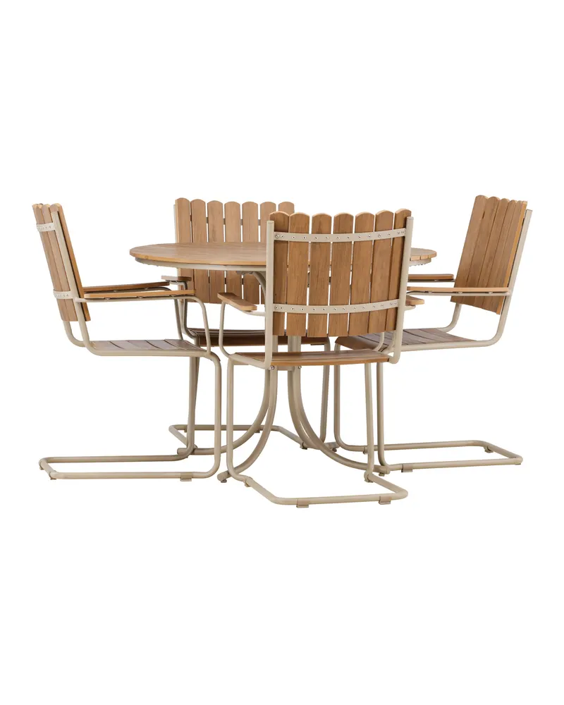 Holmsund Gartenmöbel-Set mit Kunstholz-Tisch und Kufenstühlen in Table: × 103 × 75Sofa:55 × 59 × 85 cm, Beige, Ansicht 2