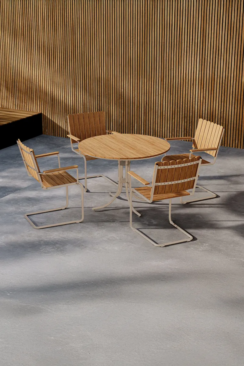 Holmsund Gartenmöbel-Set mit Kunstholz-Tisch und Kufenstühlen in Table: × 103 × 75Sofa:55 × 59 × 85 cm, Beige, im Wohnraum