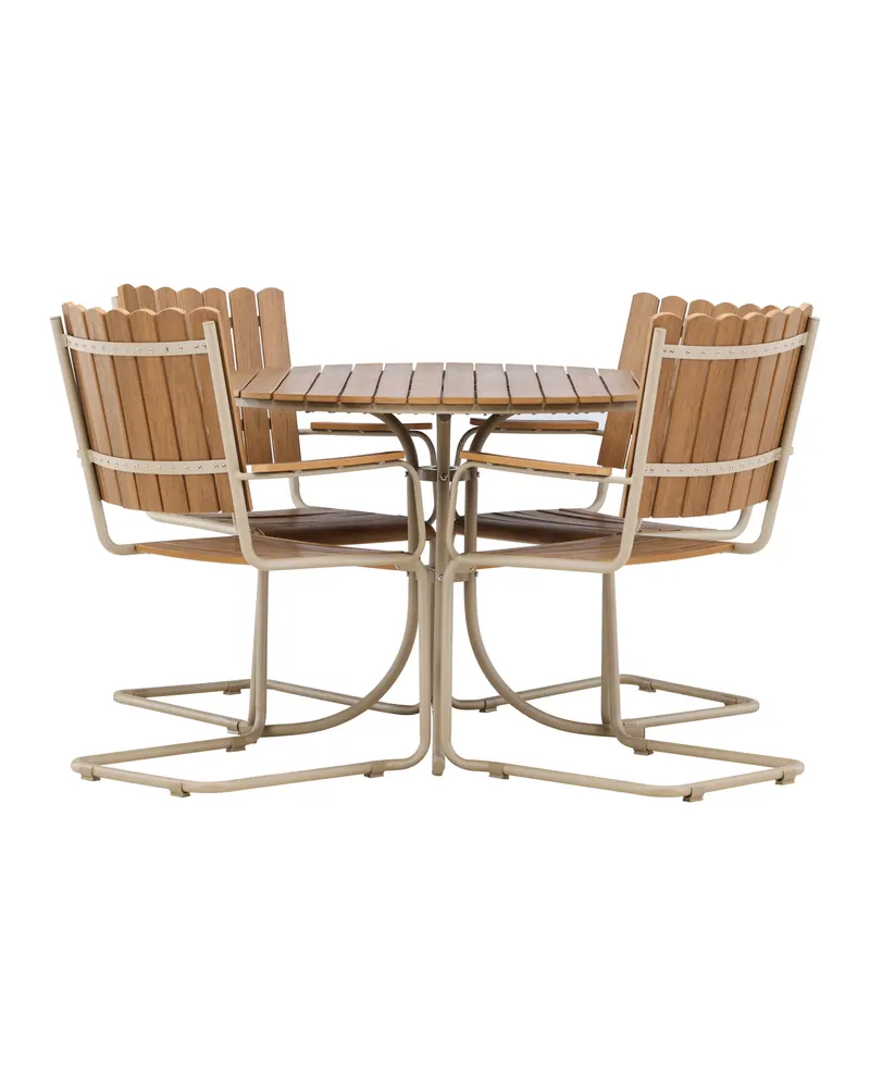 Holmsund Gartenmöbel-Set mit Kunstholz-Tisch und Kufenstühlen in Table: × 103 × 75Sofa:55 × 59 × 85 cm, Beige, Ansicht 3