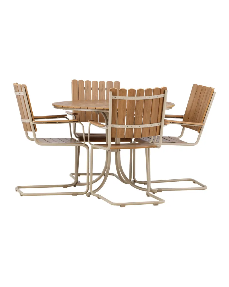 Holmsund Gartenmöbel-Set mit Kunstholz-Tisch und Kufenstühlen in Table: × 103 × 75Sofa:55 × 59 × 85 cm, Beige, Ansicht 4