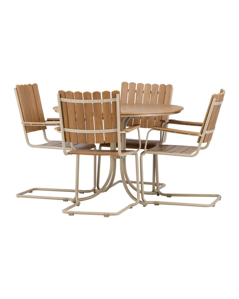 Holmsund Gartenmöbel-Set mit Kunstholz-Tisch und Kufenstühlen in Table: × 103 × 75Sofa:55 × 59 × 85 cm, Beige, Ansicht 5