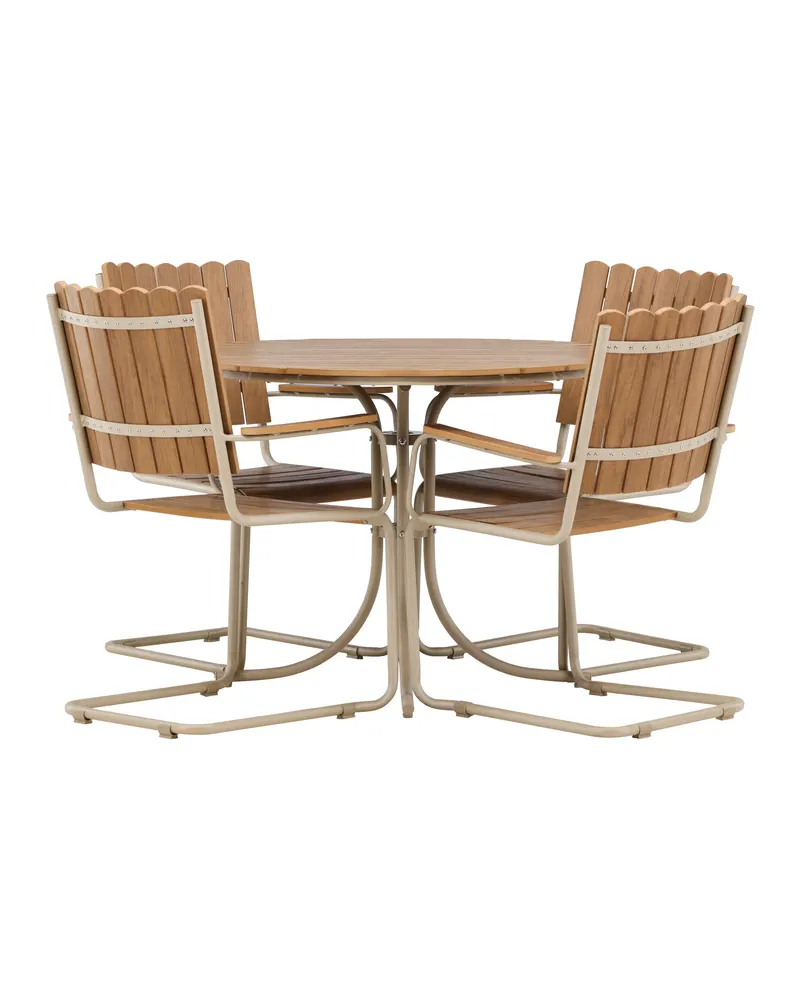Holmsund Gartenmöbel-Set mit Kunstholz-Tisch und Kufenstühlen in Table: × 103 × 75Sofa:55 × 59 × 85 cm, Beige, Ansicht 6