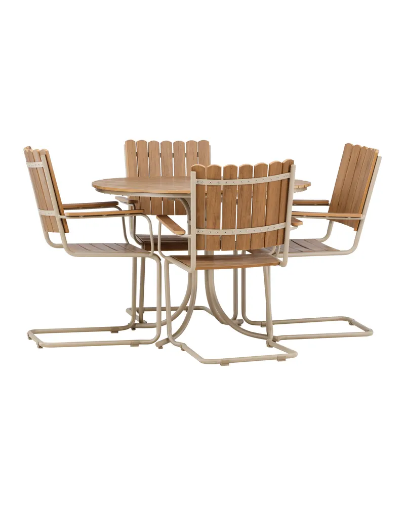Holmsund Gartenmöbel-Set mit Kunstholz-Tisch und Kufenstühlen in Table: × 103 × 75Sofa:55 × 59 × 85 cm, Beige, Ansicht 7