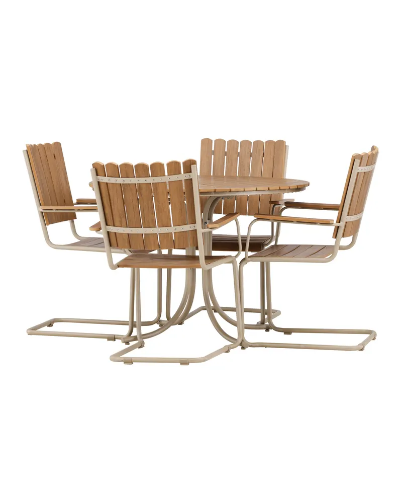 Holmsund Gartenmöbel-Set mit Kunstholz-Tisch und Kufenstühlen in Table: × 103 × 75Sofa:55 × 59 × 85 cm, Beige, Ansicht 8