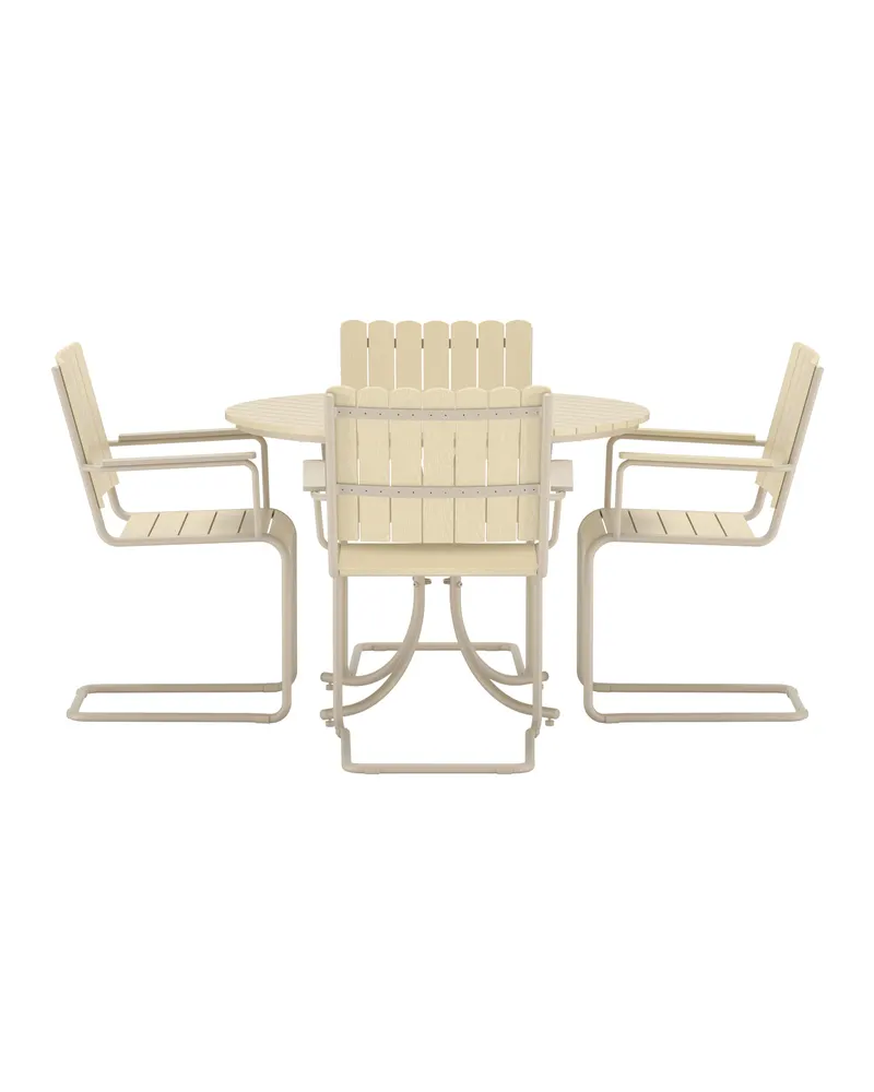 Holmsund rundes Gartenmöbel-Set mit 4 Stühlen in Table: Ø 100cm, Chair: 55 × 87 × 59 cm, Beige, Ansicht 1