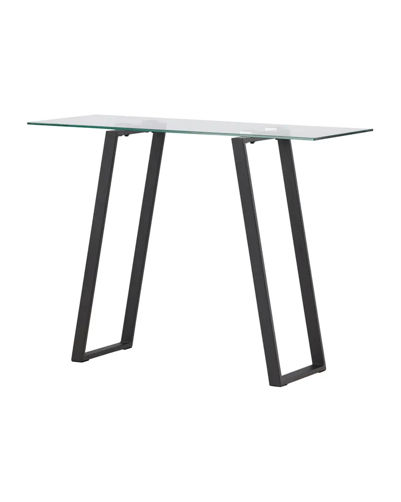 Horten Beistelltisch mit Glasplatte, Konsolentisch 100 × 40 cm