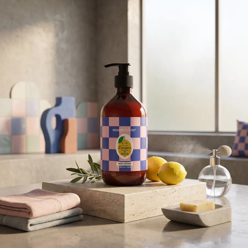 Vegane Bodylotion Lemon, Bergamotte & Basilikum im Pumpspender von Housevitamin, 510 ml, Ansicht 3