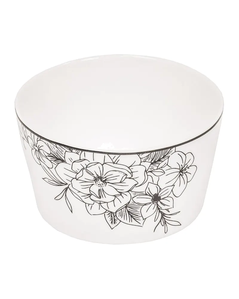 Schale Les Fleurs aus New Bone China, Schwarz-Weiß