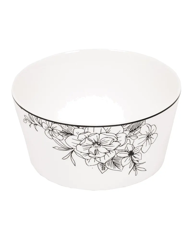 Schale Les Fleurs aus New Bone China von Housevitamin in Schwarz-Weiß, 11,5 × 11,5 × 5,5 cm, Ansicht 1