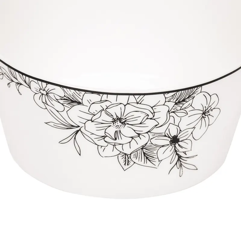 Schale Les Fleurs aus New Bone China von Housevitamin in Schwarz-Weiß, 11,5 × 11,5 × 5,5 cm, Ansicht 2