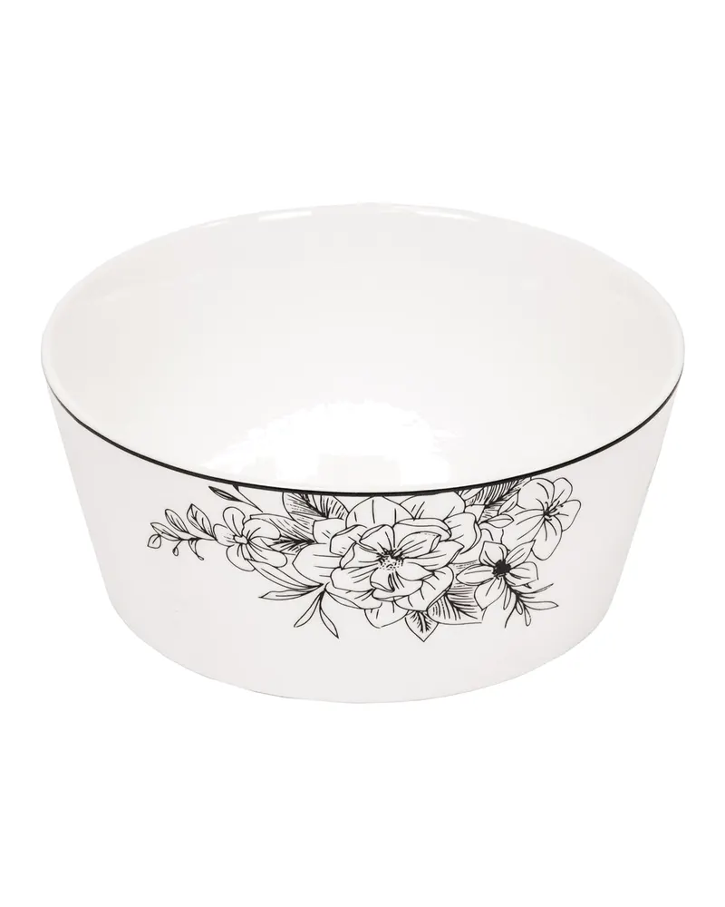 Schale Les Fleurs aus New Bone China von Housevitamin in Schwarz-Weiß, 14,5 × 14,5 × 6 cm, Ansicht 1