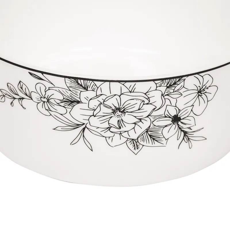 Schale Les Fleurs aus New Bone China von Housevitamin in Schwarz-Weiß, 14,5 × 14,5 × 6 cm, Ansicht 2