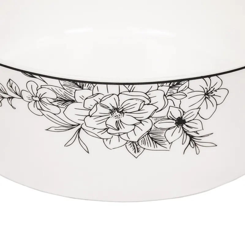 Schale Les Fleurs aus New Bone China von Housevitamin in Schwarz-weiß, 17,5 × 17,5 × 6,5 cm, Ansicht 2
