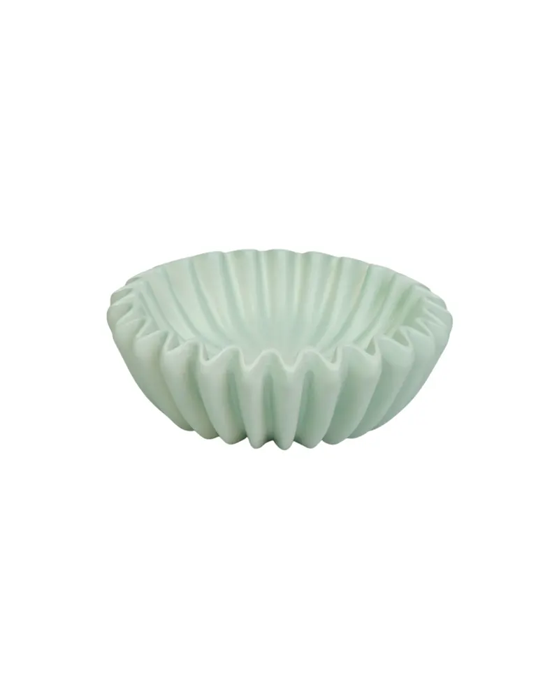 Keramik-Dekoschale in Mint mit gefächerter Kaffeefilterform