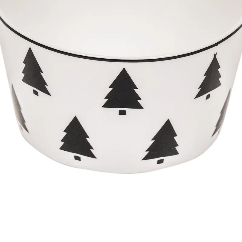 Weihnachtsbaum-Schale aus New Bone China von Housevitamin in Schwarz/Weiß, 9 × 9 × 5 cm, Ansicht 2