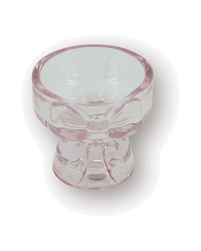 Kerzen- und Teelichthalter Bow aus farbigem Glas von Housevitamin in Rosa, 7,5 × 6,5 cm, Ansicht 1