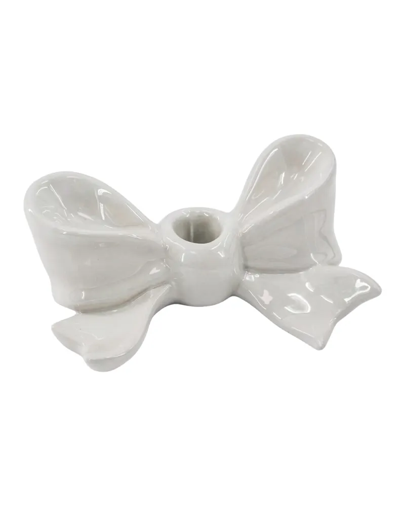 Kerzenhalter Bow aus Keramik mit Schleifenmotiv, Schwarz