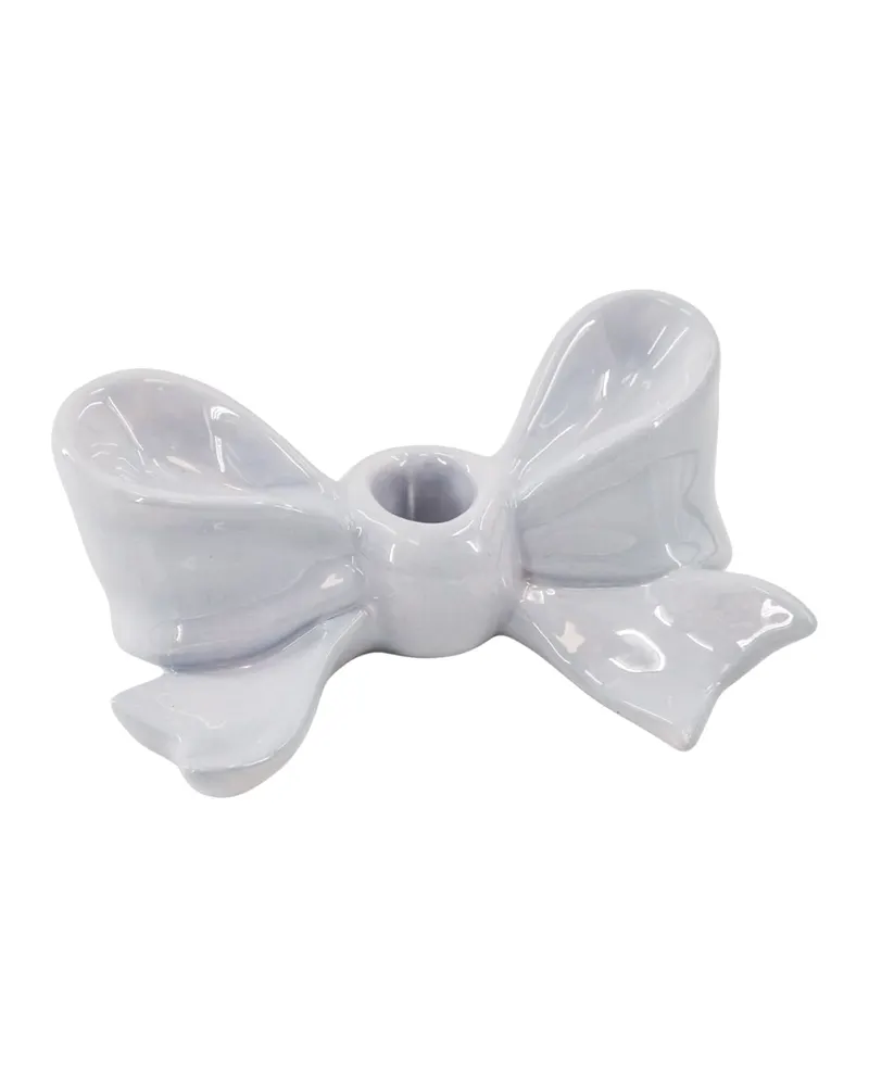 Kerzenhalter Bow aus Keramik mit Schleifenmotiv von Housevitamin in Flieder, 18 × 9 × 7 cm, Ansicht 1