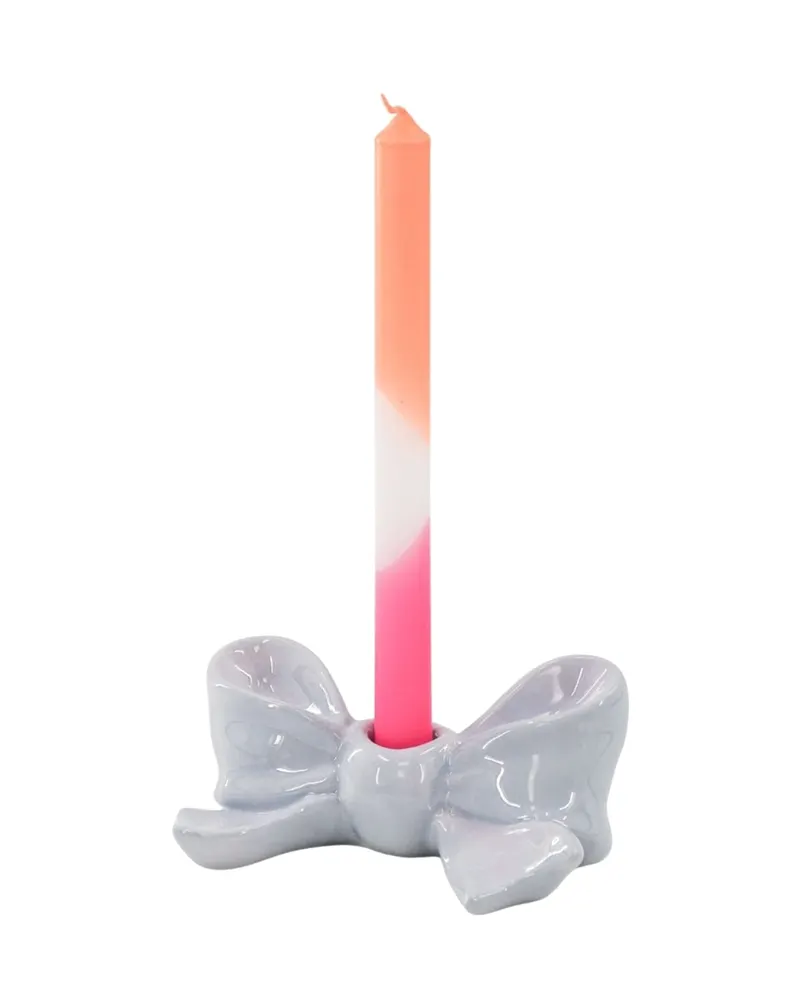 Kerzenhalter Bow aus Keramik mit Schleifenmotiv von Housevitamin in Flieder, 18 × 9 × 7 cm, Ansicht 6
