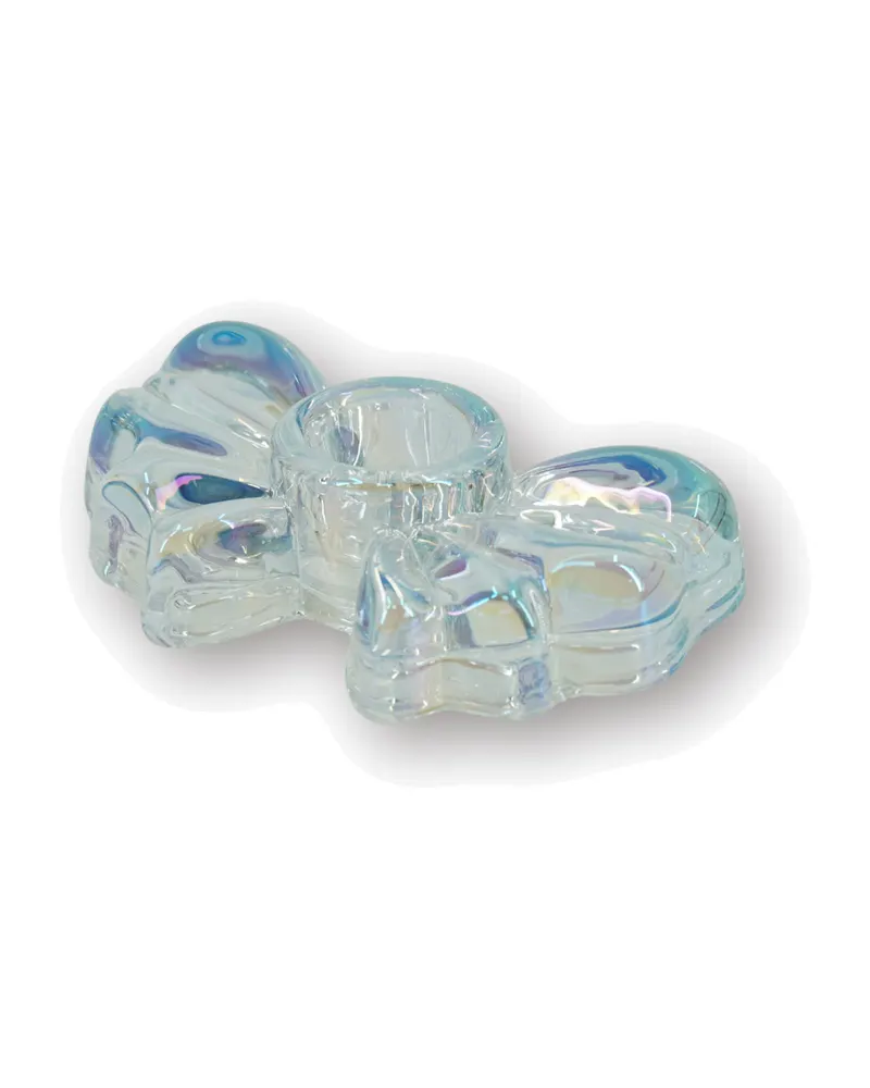 Glas-Kerzenhalter Bow in irisierender Schleifenform von Housevitamin in Irisierend, 9,5 x 6,5 x 2,5 cm, Ansicht 1