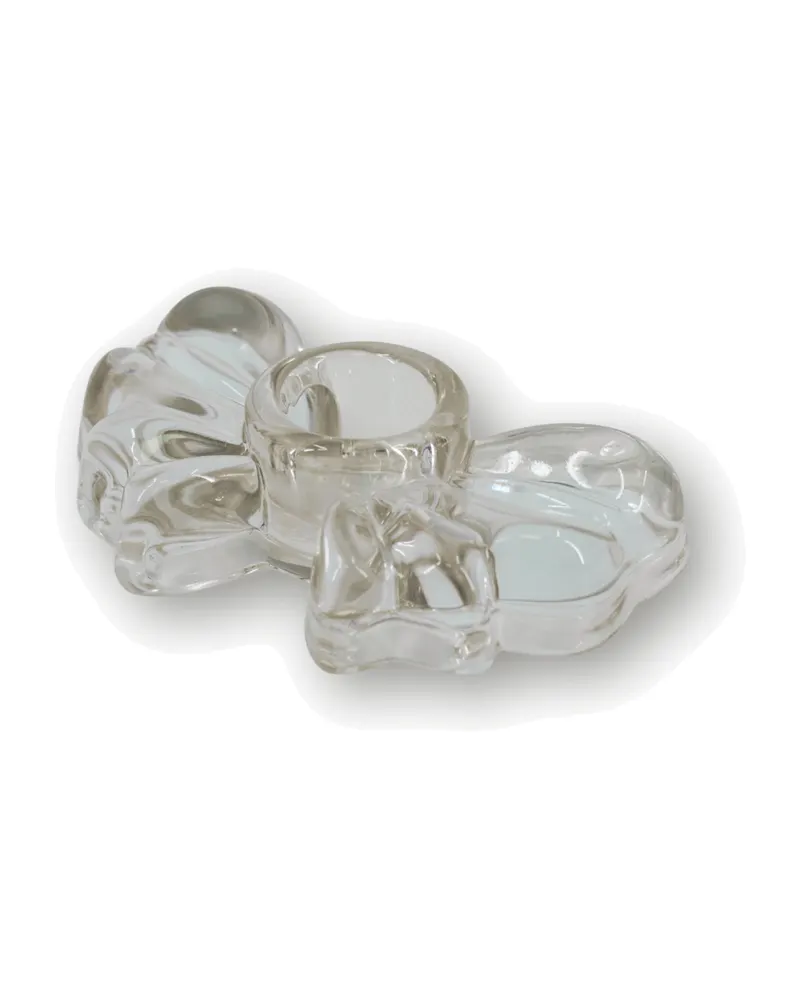 Kerzenhalter Bow aus farbigem Glas in Schleifenform von Housevitamin in Braun, 9,5 × 6,5 × 2,5 cm, Ansicht 2
