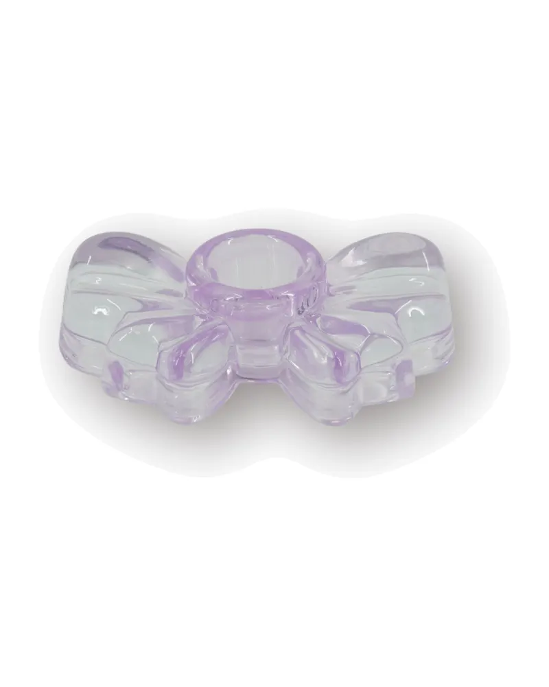Kerzenhalter Bow aus farbigem Glas in Schleifenform von Housevitamin in Flieder, 9,5 × 6,5 × 2,5 cm, Ansicht 1
