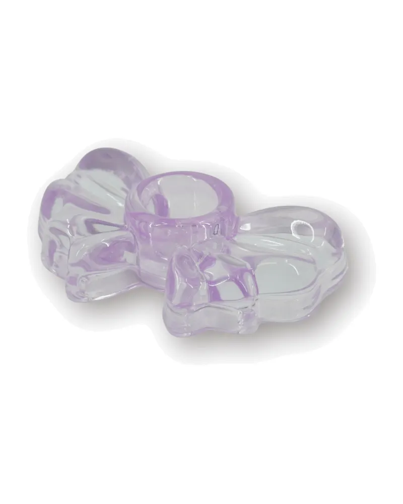 Kerzenhalter Bow aus farbigem Glas in Schleifenform von Housevitamin in Flieder, 9,5 × 6,5 × 2,5 cm, Ansicht 2