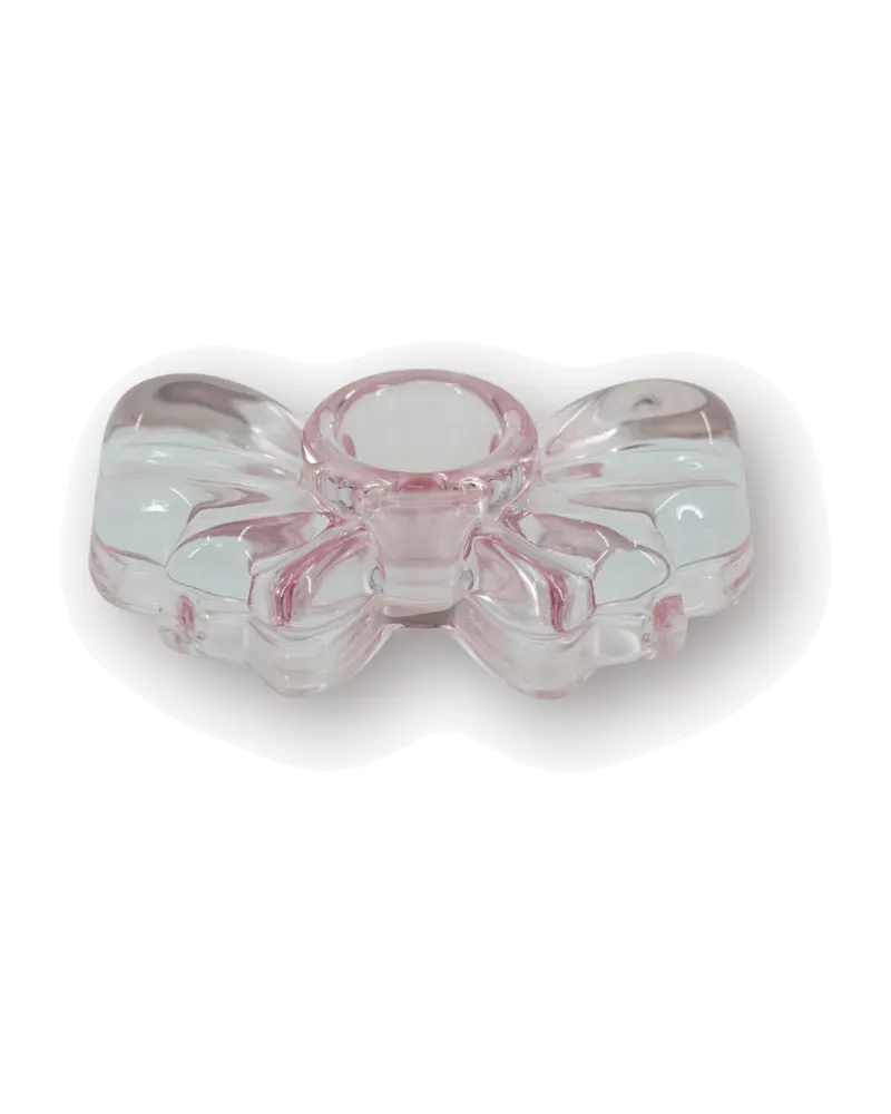 Kerzenhalter Bow aus farbigem Glas in Schleifenform von Housevitamin in Rosa, 9,5 × 6,5 × 2,5 cm, Ansicht 2