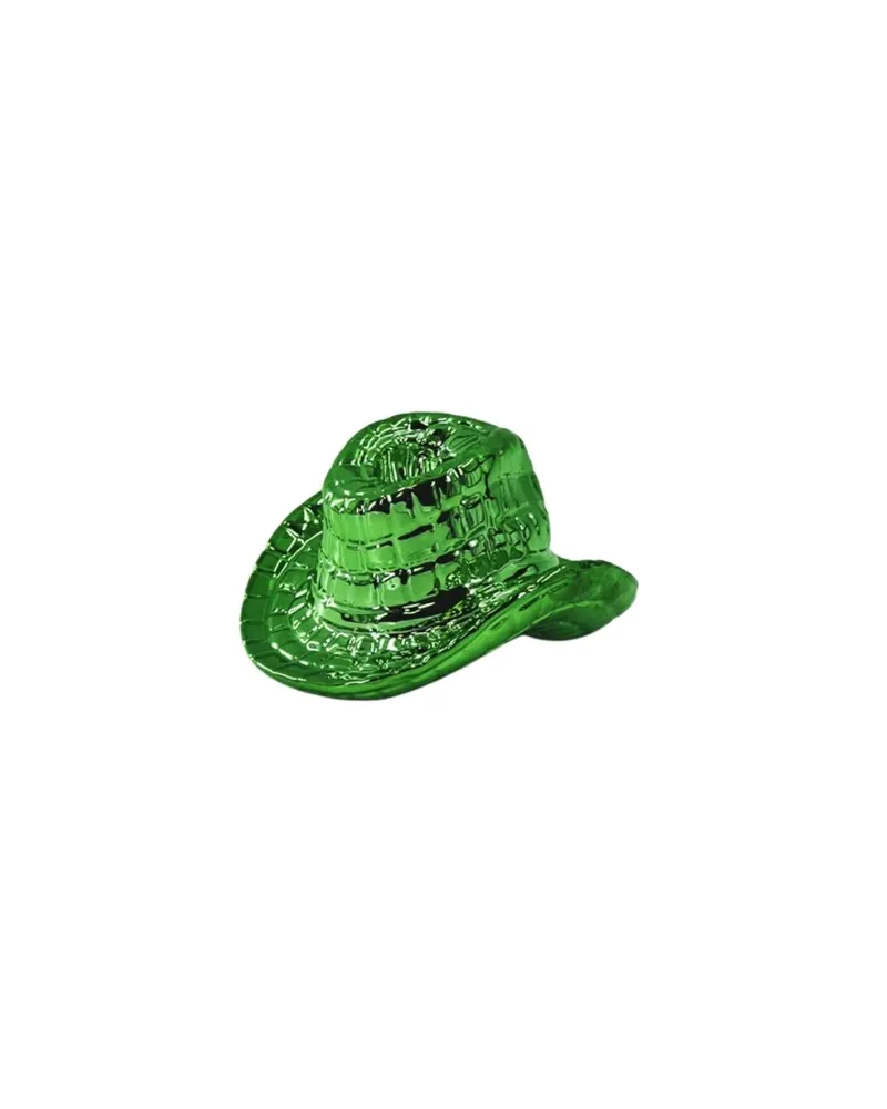 Kerzenhalter Cowboyhut aus grüner Keramik mit Relief von Housevitamin in Grün, 13,5 × 11 × 7 cm, Ansicht 5