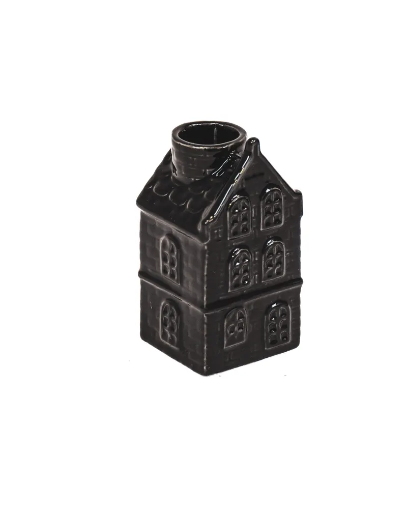 Kerzenhalter in Hausform aus Keramik für dein Zuhause von Housevitamin in Schwarz, Ansicht 2