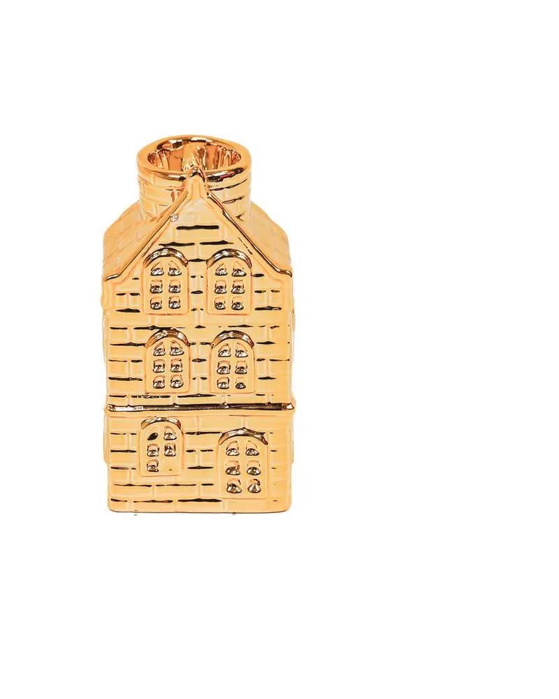 Kerzenhalter in Hausform aus Keramik für dein Zuhause von Housevitamin in Goldfarben, Ansicht 1