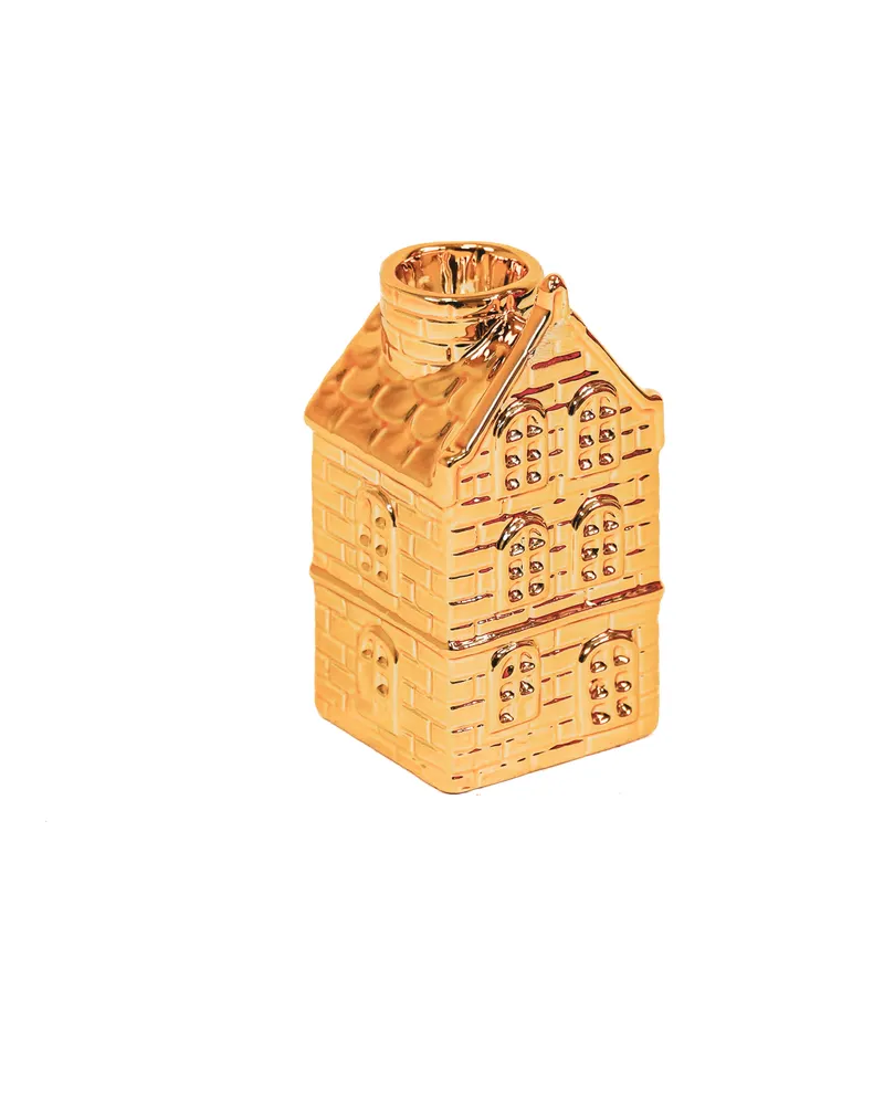 Kerzenhalter in Hausform aus Keramik für dein Zuhause von Housevitamin in Goldfarben, Ansicht 2
